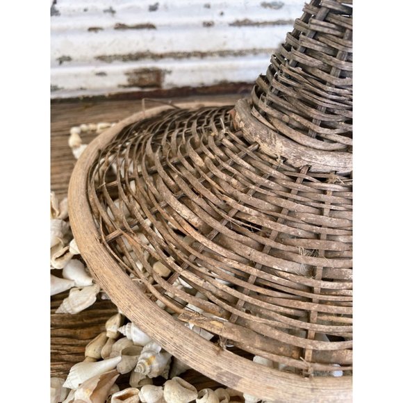 Vintage Wicker Seashell hanging Mobile Wind Chime Chandelier - Picture 9 of 16